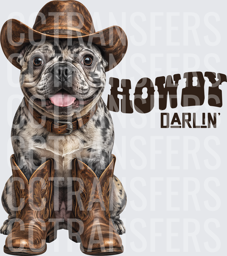Howdy Darlin' Merle French Bulldog Cowboy Hat Boots (DTF)