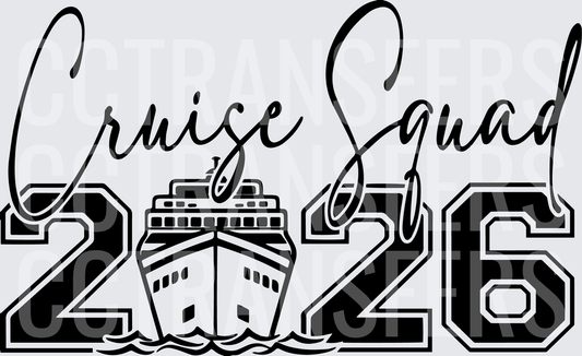 Cruise Squad 2026 Script Lettering Ship Design (DTF)