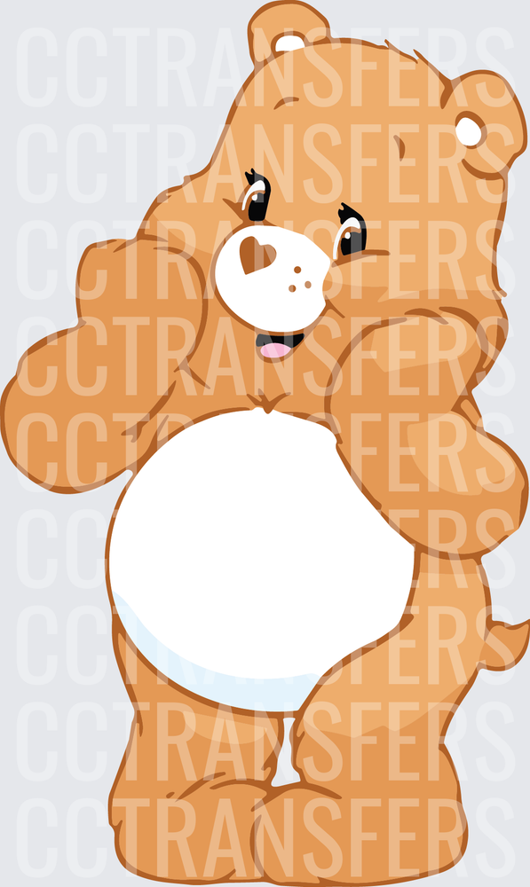 Tan Cartoon Bear Flexing Muscles Heart Nose Pose (DTF)