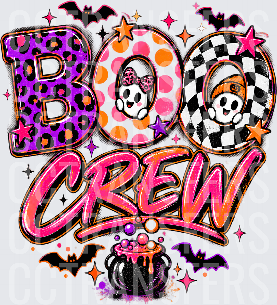 Boo Crew Halloween Ghost Leopard Checkered Cauldron (DTF)