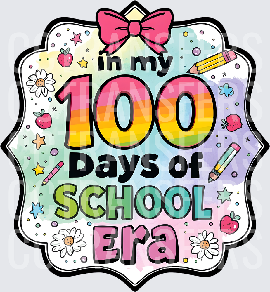In My 100 Days of School Era Pink Bow Badge (DTF)