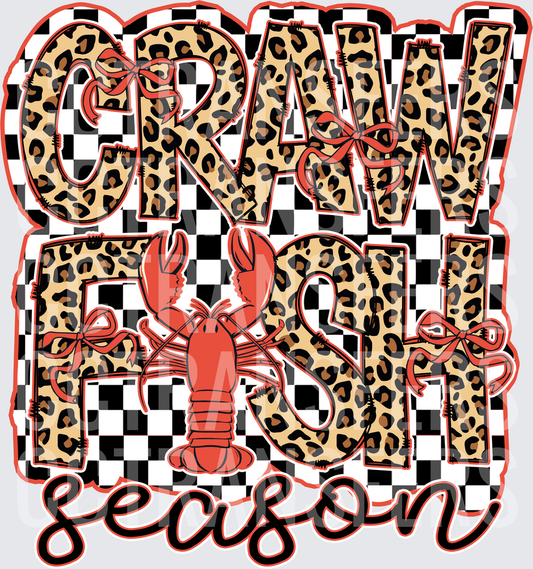 Crawfish Season Leopard Checkered Coquette Bow (DTF)