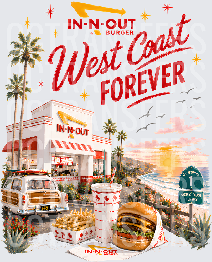 West Coast Forever Burger Beach Sunset Retro (DTF)