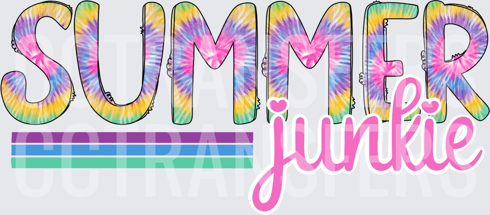 Summer Junkie Tie-Dye Colorful Swirl Text (DTF)