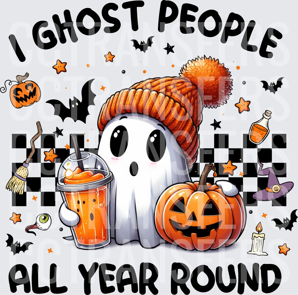 I Ghost People All Year Round Cute Ghost Halloween (DTF)