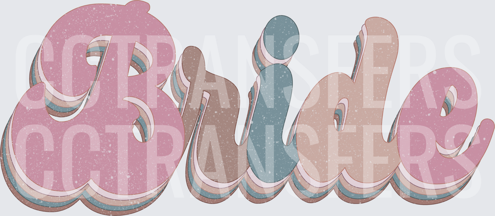 Retro Glitter Layered Bride Script Pink Blue Tan (DTF)