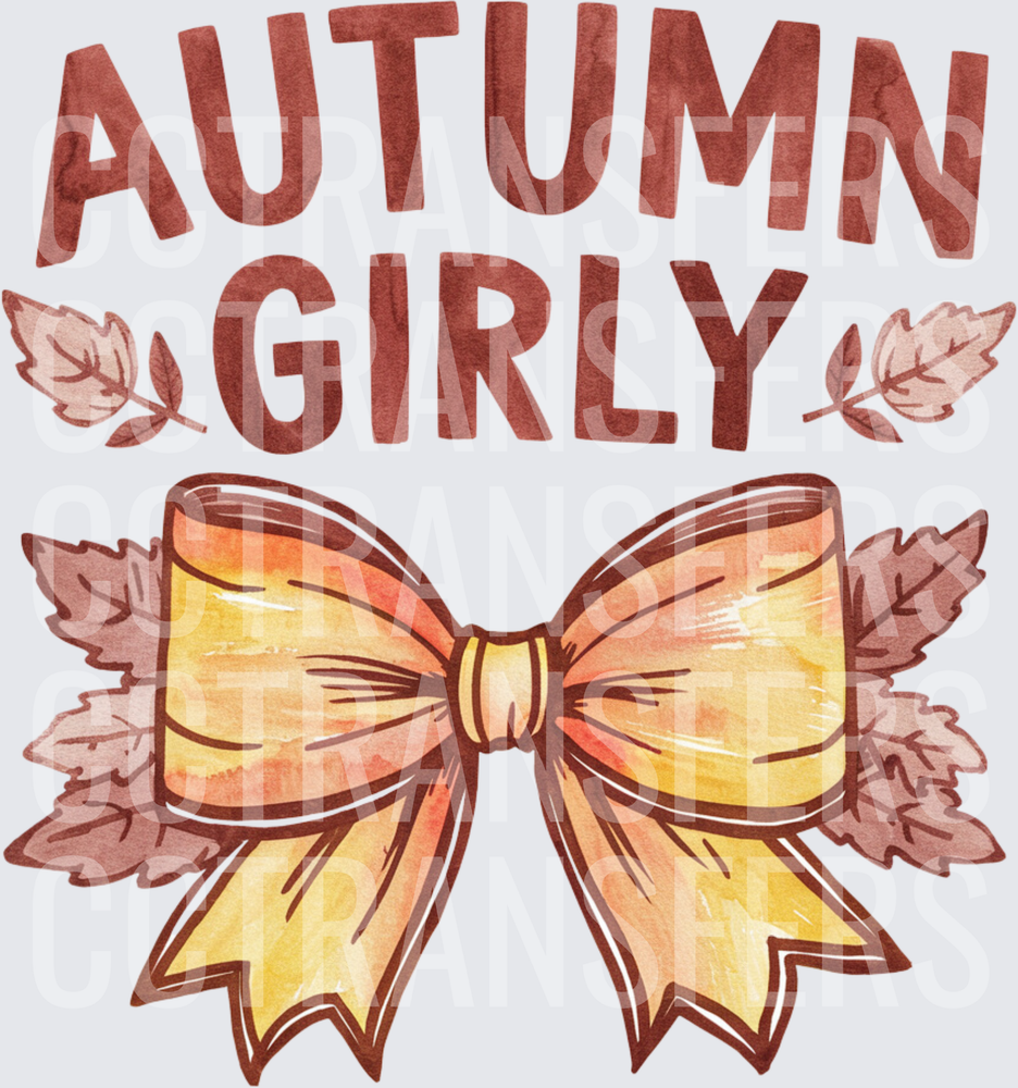 Autumn Girly Watercolor Bow Fall Leaves (DTF)