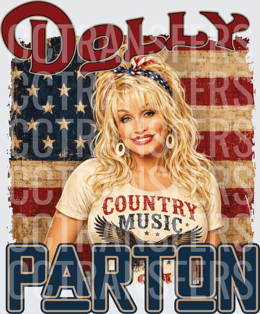 Dolly Parton Country Music Patriotic American Flag (DTF)