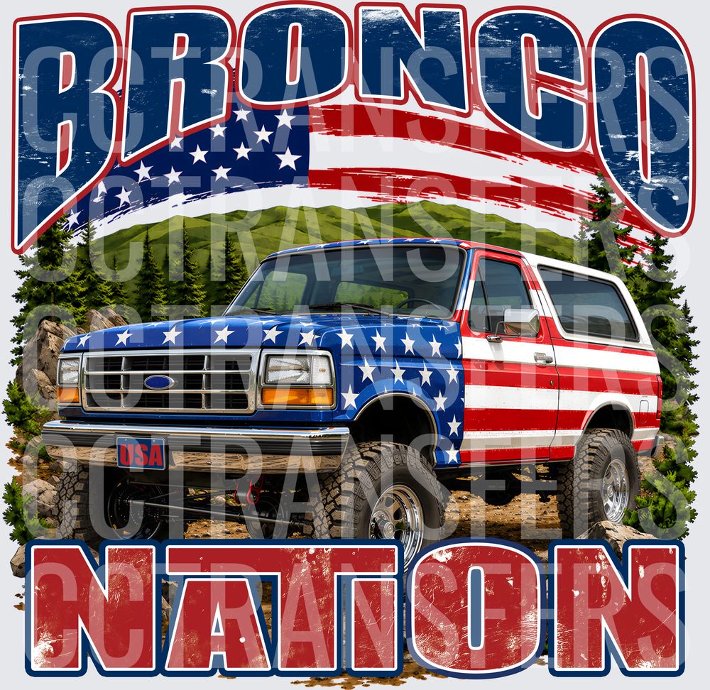 Bronco Nation USA Flag 4x4 Off-Road SUV (DTF)