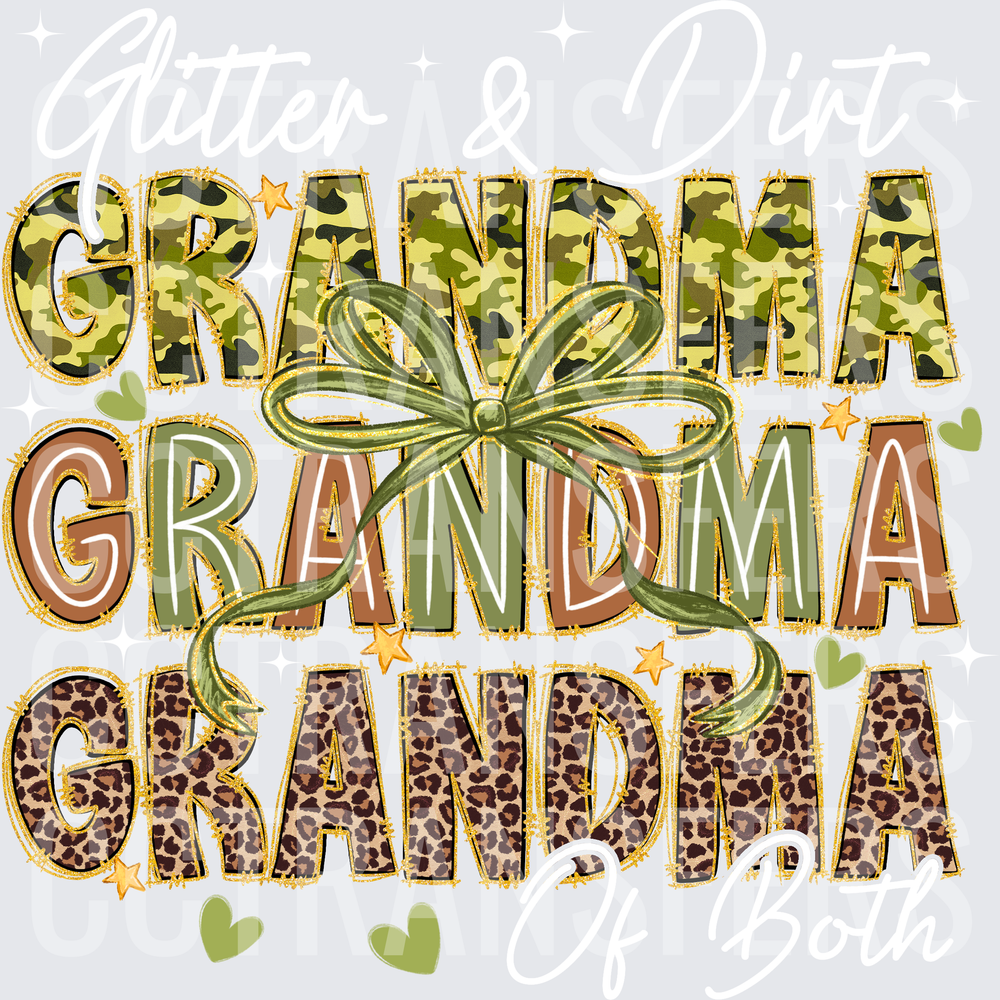 Triple Grandma Camo Leopard Bow Design (DTF)