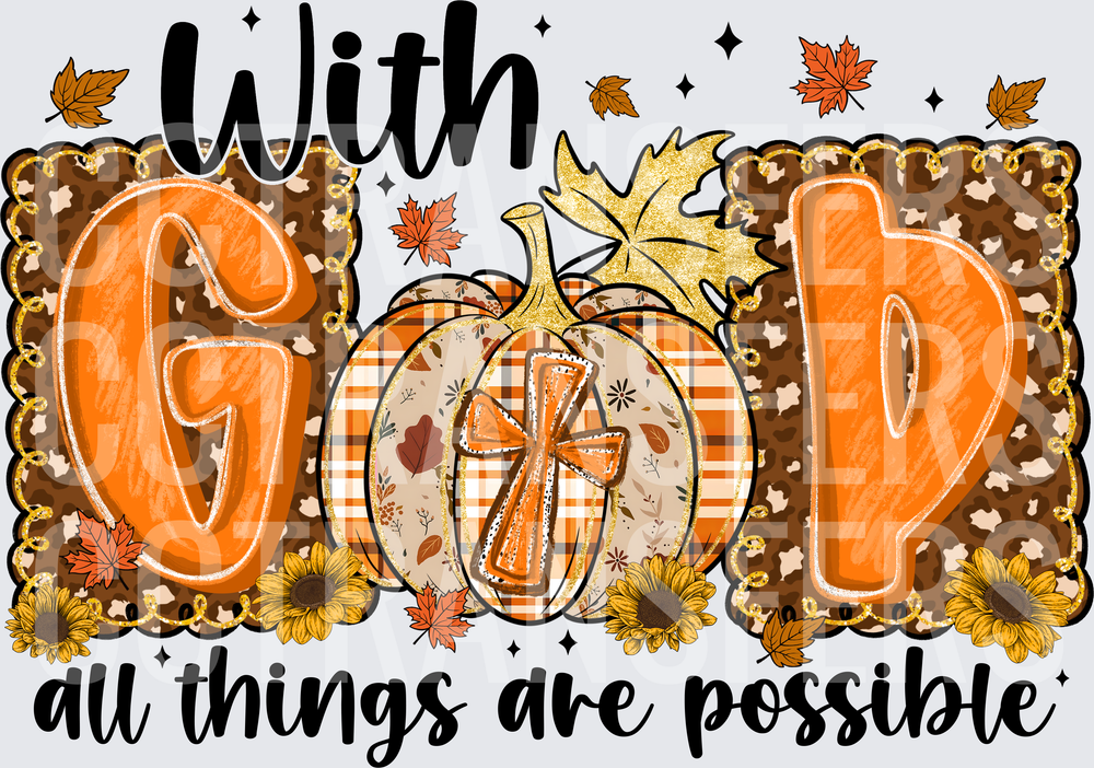 With God All Things Are Possible Fall Pumpkin Cross (DTF)