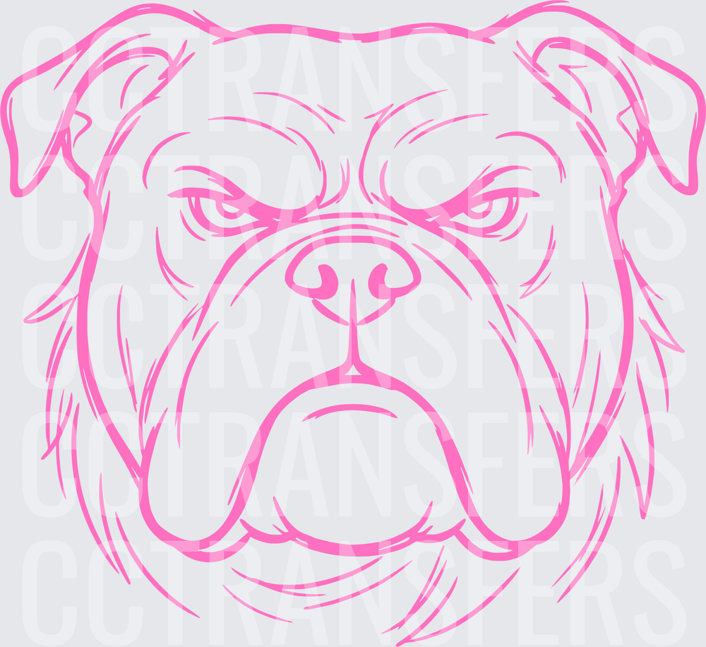 Pink Fierce Bulldog Face Line Art (DTF)
