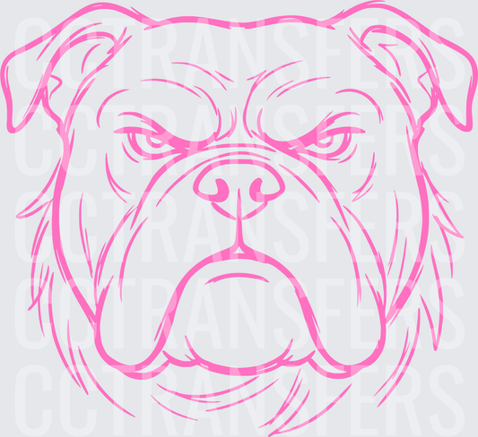 Pink Fierce Bulldog Face Line Art (DTF)
