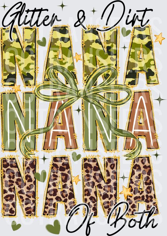Glitter & Dirt Nana Of Both Camo Leopard Bow (DTF)