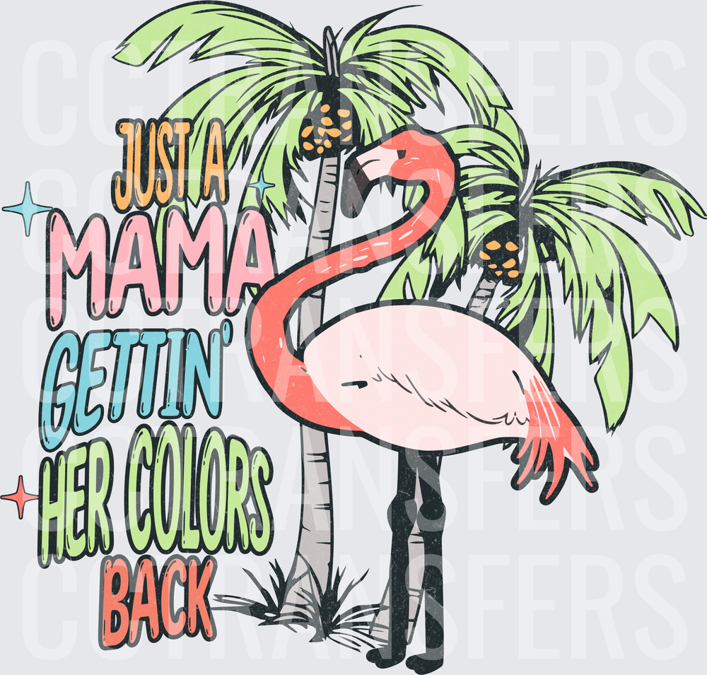 Just A Mama Gettin Her Colors Back Flamingo (DTF)