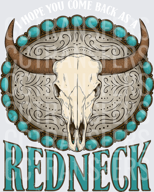 Redneck Bull Skull Turquoise Western Belt Buckle (DTF)