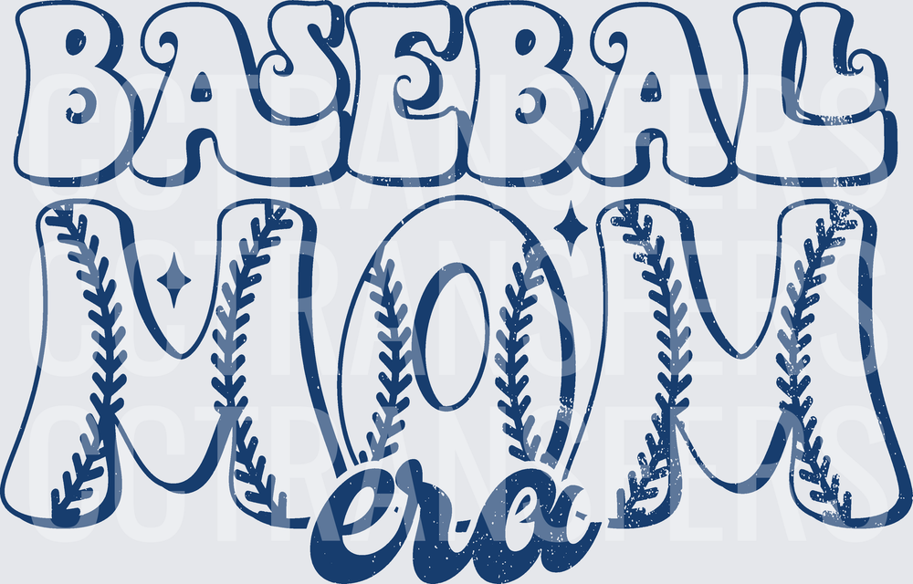 Baseball Mom Era Retro Groovy Distressed Blue (DTF)
