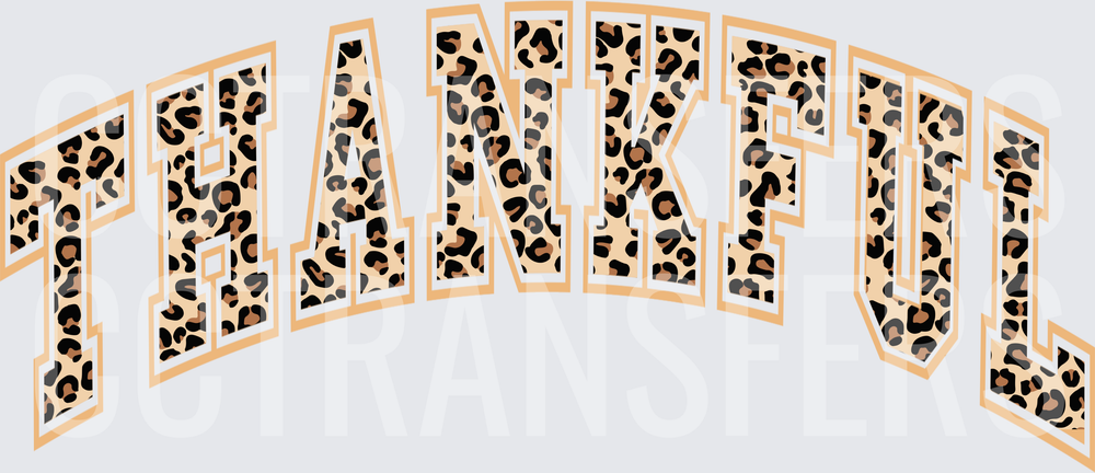 Thankful Arched Leopard Print Varsity Letters (DTF)