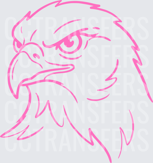 Pink Line Art Fierce Eagle Head Portrait (DTF)