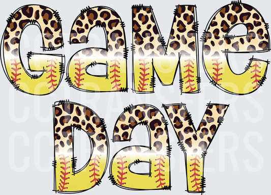 Game Day Leopard Softball Letter Design (DTF)