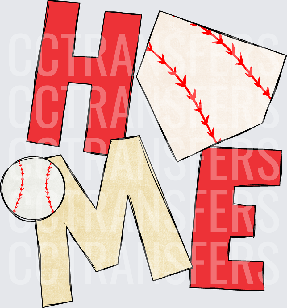 HOME Baseball and Home Plate Letter Design (DTF)