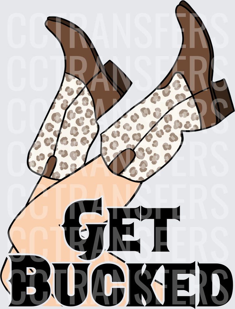Get Bucked Leopard Print Cowboy Boots Legs Up (DTF)