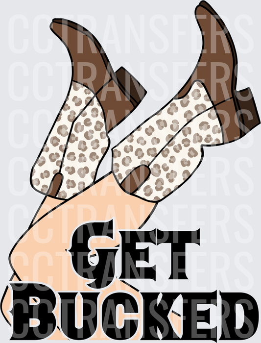 Get Bucked Leopard Print Cowboy Boots Legs Up (DTF)
