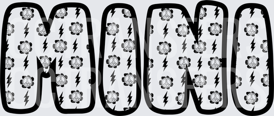 MINI Bold Letters Peace Signs Lightning Bolts Pattern (DTF)
