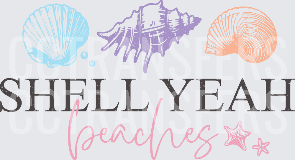 Shell Yeah Beaches Seashells Starfish Pastel (DTF)
