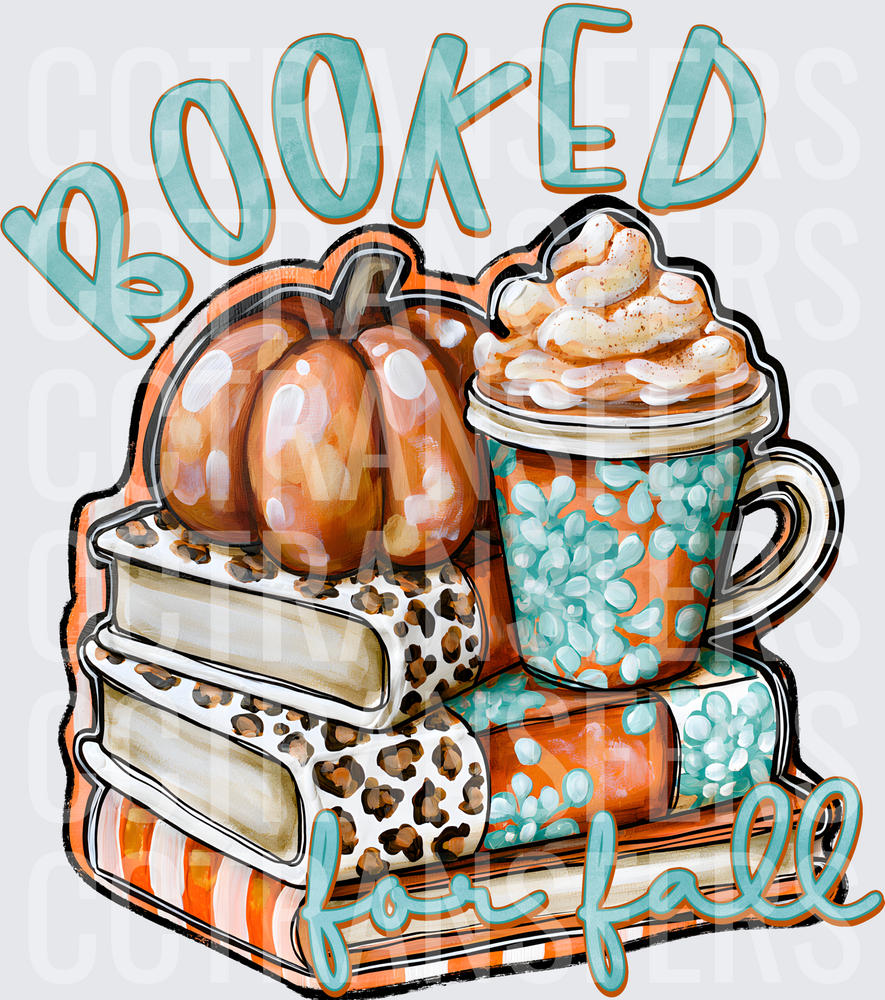 Booked For Fall Pumpkin Books Latte Leopard (DTF)