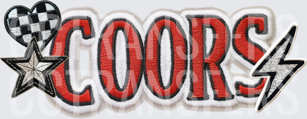 Coors Embroidered Patch Style Checkered Heart Star Lightning (DTF)