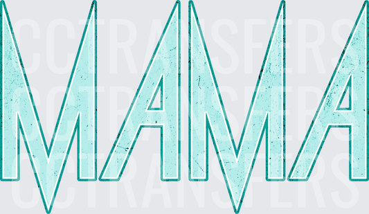 Distressed Teal Rock Style MAMA Bold Letter (DTF)