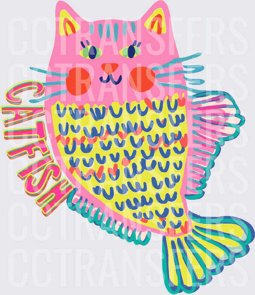 Colorful Catfish Cat Fish Hybrid Funny Novelty (DTF)