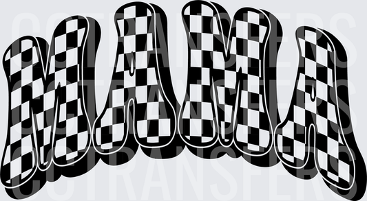 Mama Retro Checkered Bold Groovy Bubble Letters (DTF)