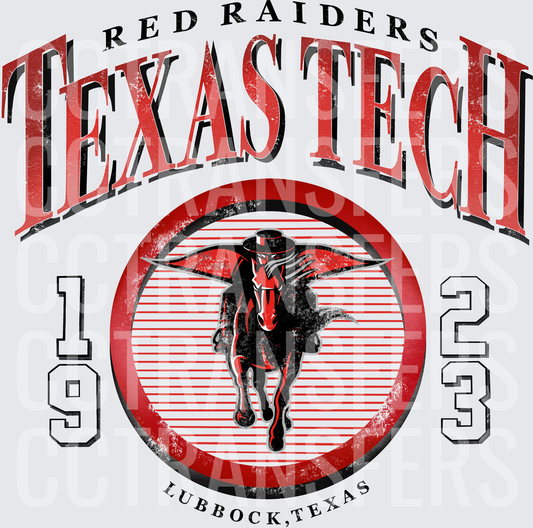 Red Raiders Masked Rider Lubbock Texas 1923 Vintage (DTF)