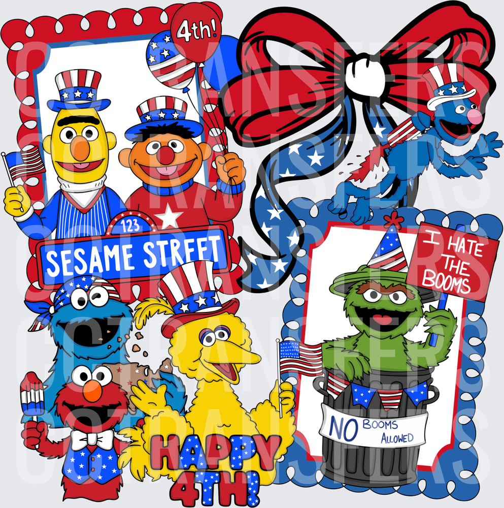 Happy 4th Sesame Street Characters Patriotic Celebration (DTF)
