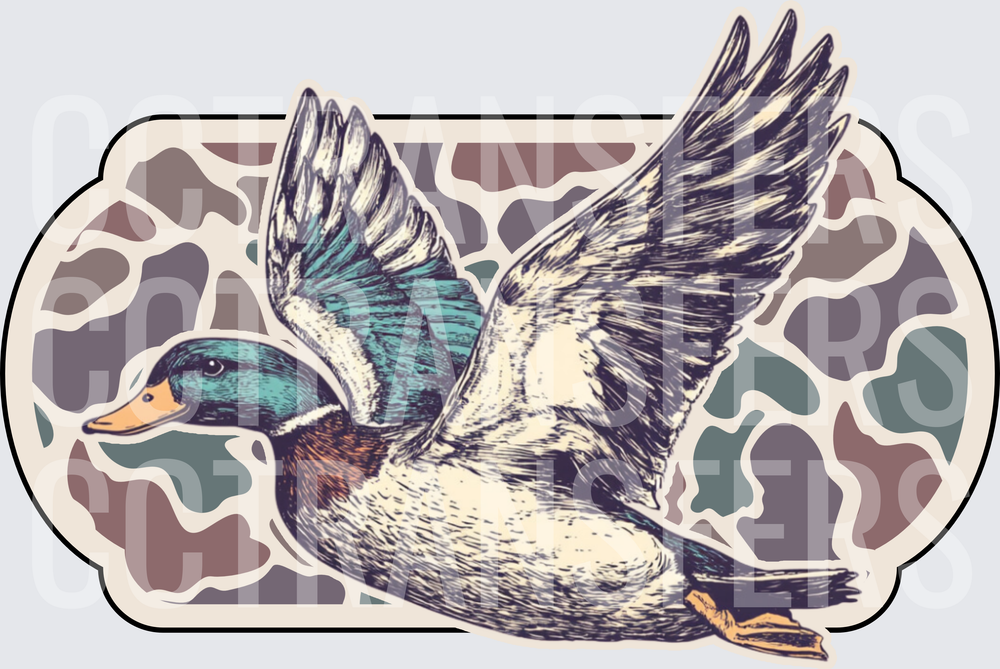Flying Mallard Duck Vintage Camo Badge (DTF)