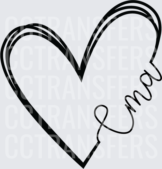 Sketched Heart with Cursive Ema Script (DTF)