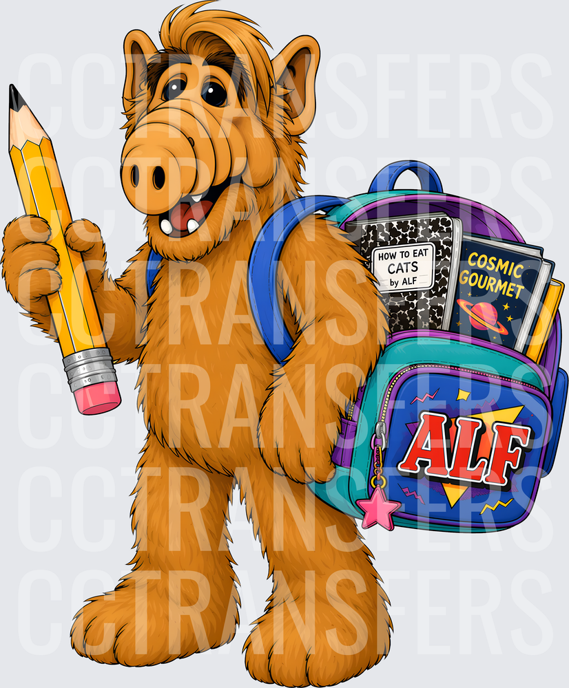 Fuzzy Alien Back To School Pencil Backpack (DTF)