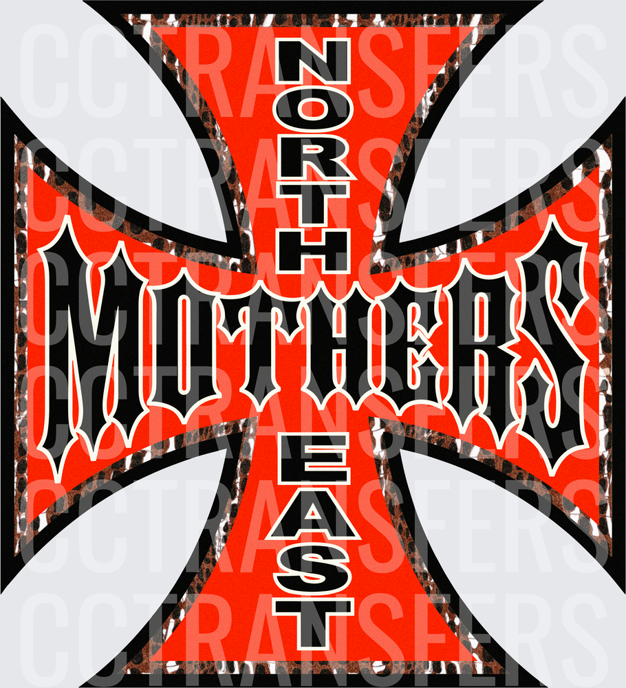North East Mothers Iron Cross Bold Biker Design (DTF)