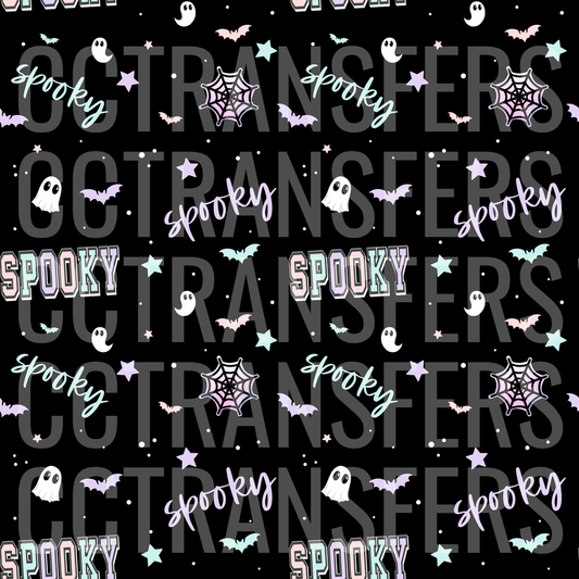 Pastel Spooky Halloween Ghost Bat Spider Web Pattern (DTF)