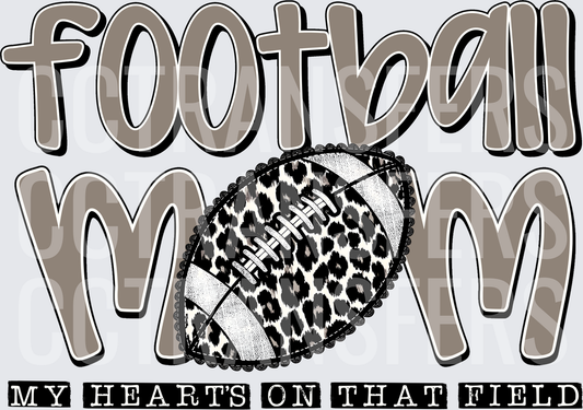 Football Mom My Heart's On That Field Leopard Print (DTF)