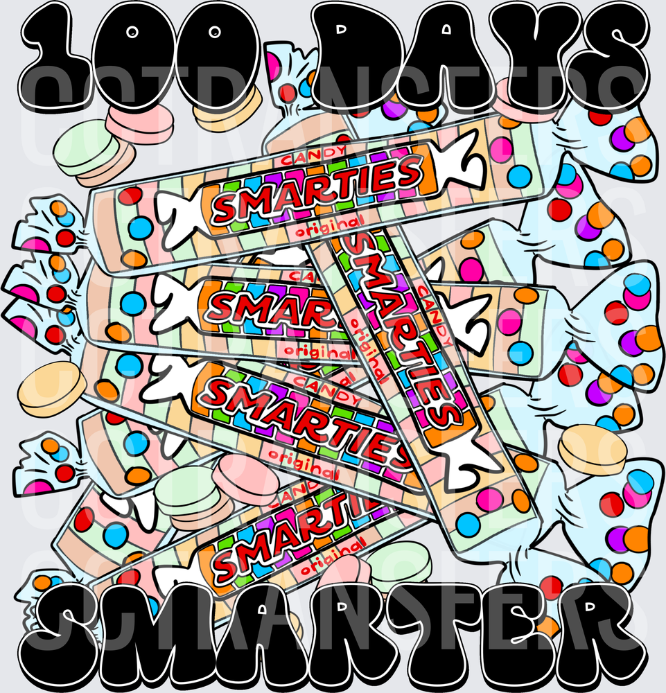 100 Days Smarter Candy Rolls Pile School Milestone (DTF)