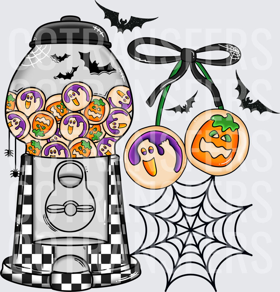 Halloween Gumball Machine Ghost Pumpkin Cookies Bats (DTF)