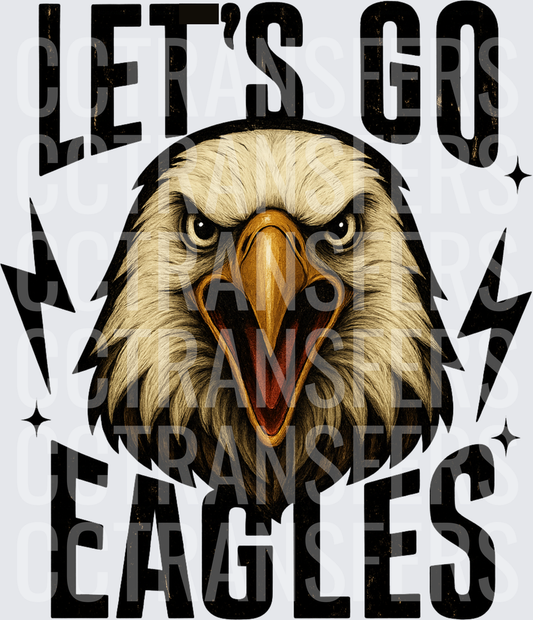 Let's Go Eagles Fierce Bald Eagle Lightning Bolts (DTF)