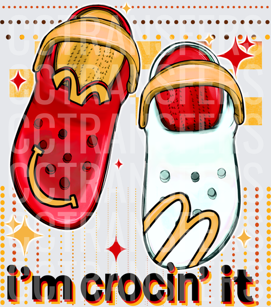 I'm Crocin' It Red and White Clog Shoes (DTF)