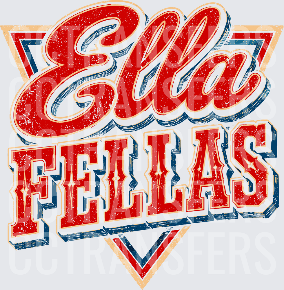 Ella Fellas Vintage Distressed Script Varsity Baseball (DTF)