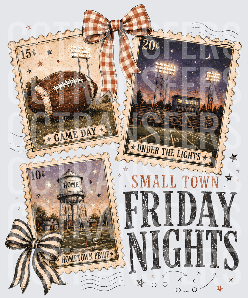 Small Town Friday Nights Vintage Stamp Collage (DTF)