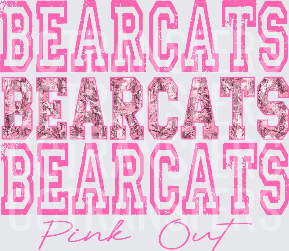 Bearcats Pink Out Triple Stack Camo and Distressed (DTF)