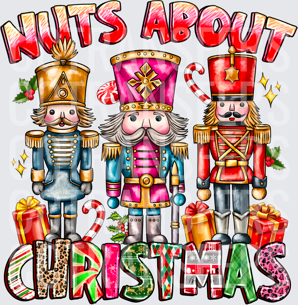 Nuts About Christmas Toy Soldier Trio Holiday Design (DTF)